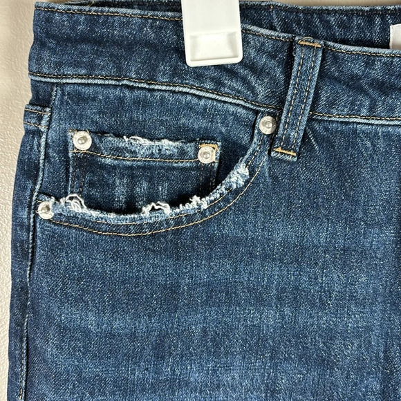 Pistola Straight Leg Distressed High Rise Dark Wash Denim Jeans - Picture 3 of 10